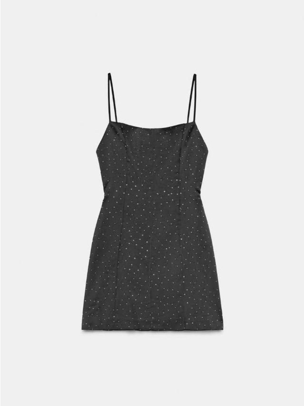 Zara NWT Black Rhinestone Studded Mini Dress M